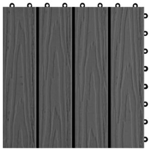 vidaXL 11 pcs Decking Tiles Deep Embossed WPC 30x30 cm 1 sqm Black