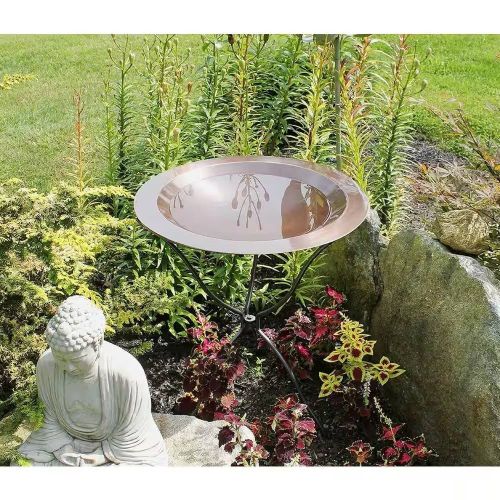 24-inch Diameter Round Copper Plated Brass Large Bird Bath Rimmed Bowl Birdbath - Image 2