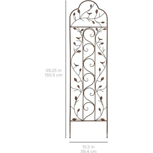 60-inch Tall Outdoor Iron Garden Trellis in Bronze Metal Finish - Image 5