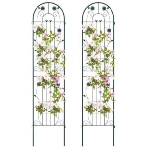 2 Pack - 7-ft Galvanized Steel Outdoor Garden Trellis in Green Metal Finish
