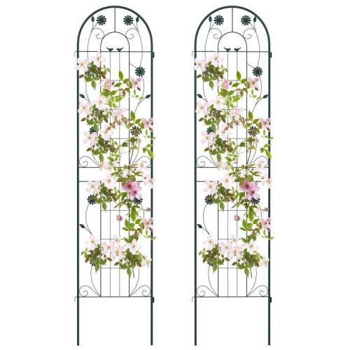 2 Pack - 7-ft Galvanized Steel Outdoor Garden Trellis in Green Metal Finish