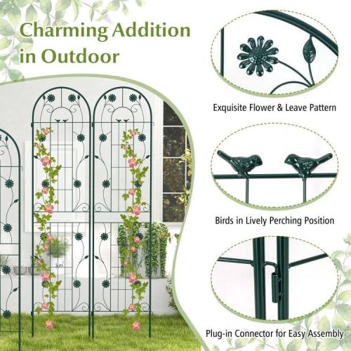 2 Pack - 7-ft Galvanized Steel Outdoor Garden Trellis in Green Metal Finish - Image 3
