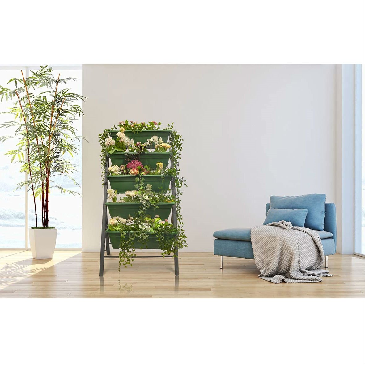 4 FT 5 Tier Green Vertical Garden Indoor/Outdoor Elevated Planter - Image 2