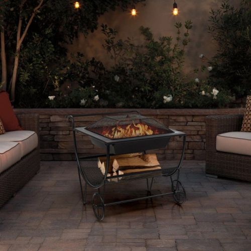 Portable Outdoor Wheeled Log Storage Rack and Wood Burning Fire Pit - Image 4