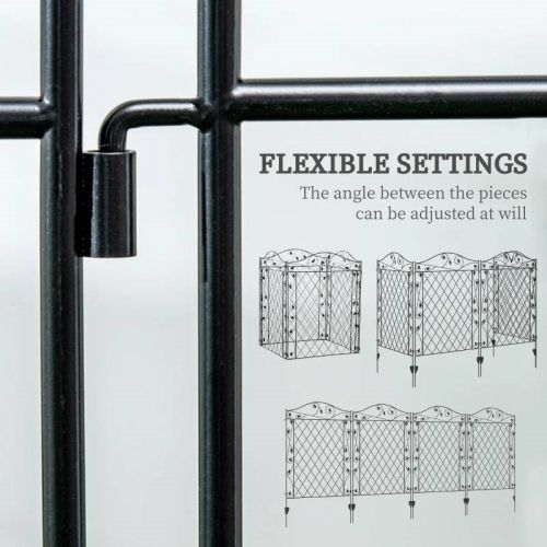 4 Pack Steel Foldable Fence Floral Trellis Panel Animal Barrier - Image 3