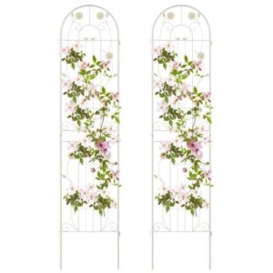 2 Pack - 7-ft Galvanized Steel Garden Trellis in White Metal Outdoor Finish
