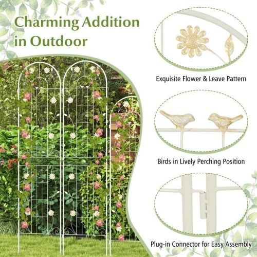 2 Pack - 7-ft Galvanized Steel Garden Trellis in White Metal Outdoor Finish - Image 4