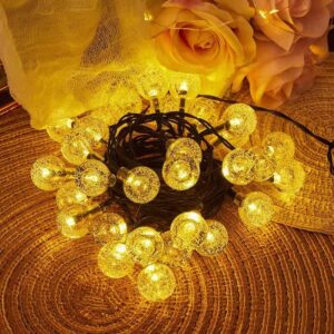39ft 100 Big Bulb Solar Crystal Ball; Bubble Light String; 1inch Waterproof Solar Outdoor Light Strip; 8 Lighting Modes; Solar Light String For G