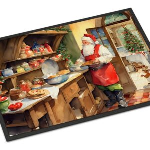Cookies with Santa Claus Doormat Front Door Mat Indoor Outdoor Rugs for Entryway, Non Slip Washable Low Pile, 24H X 36W
