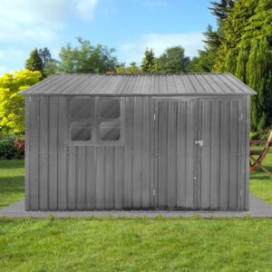 Metal garden sheds 10ftx8ft outdoor storage sheds Grey with window