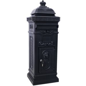 Mailboxs Mailboxes Residential The Court Large-Capacity Letter Box, Garden Floor Safety Mailbox, Outdoor Rainproof Postbox Statue ,black
