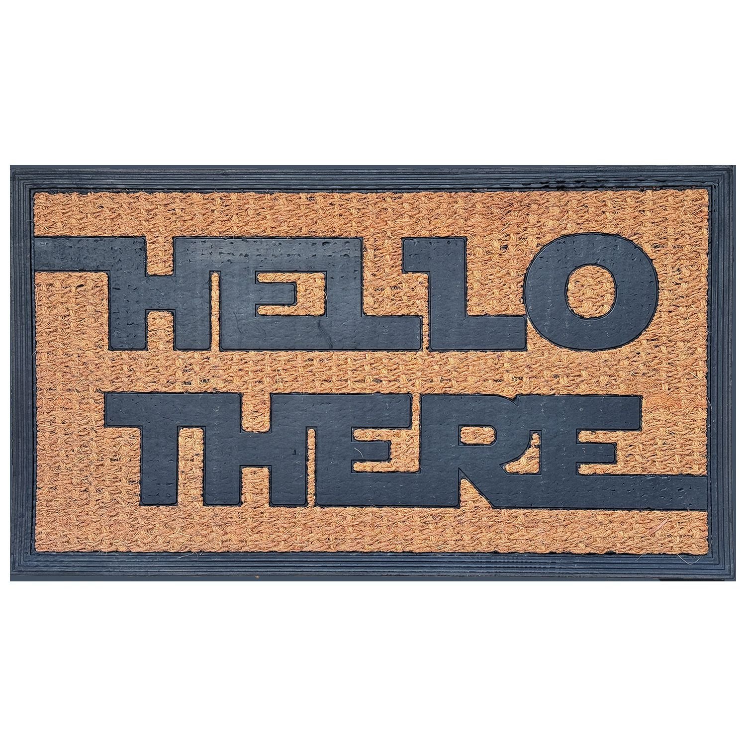 "Hello there"Funny Coir Doormat Hello There Welcome Front Porch Decor Doormat for The Entrance Way Outdoor with Heavy-Duty Non Slip Coconut Coir